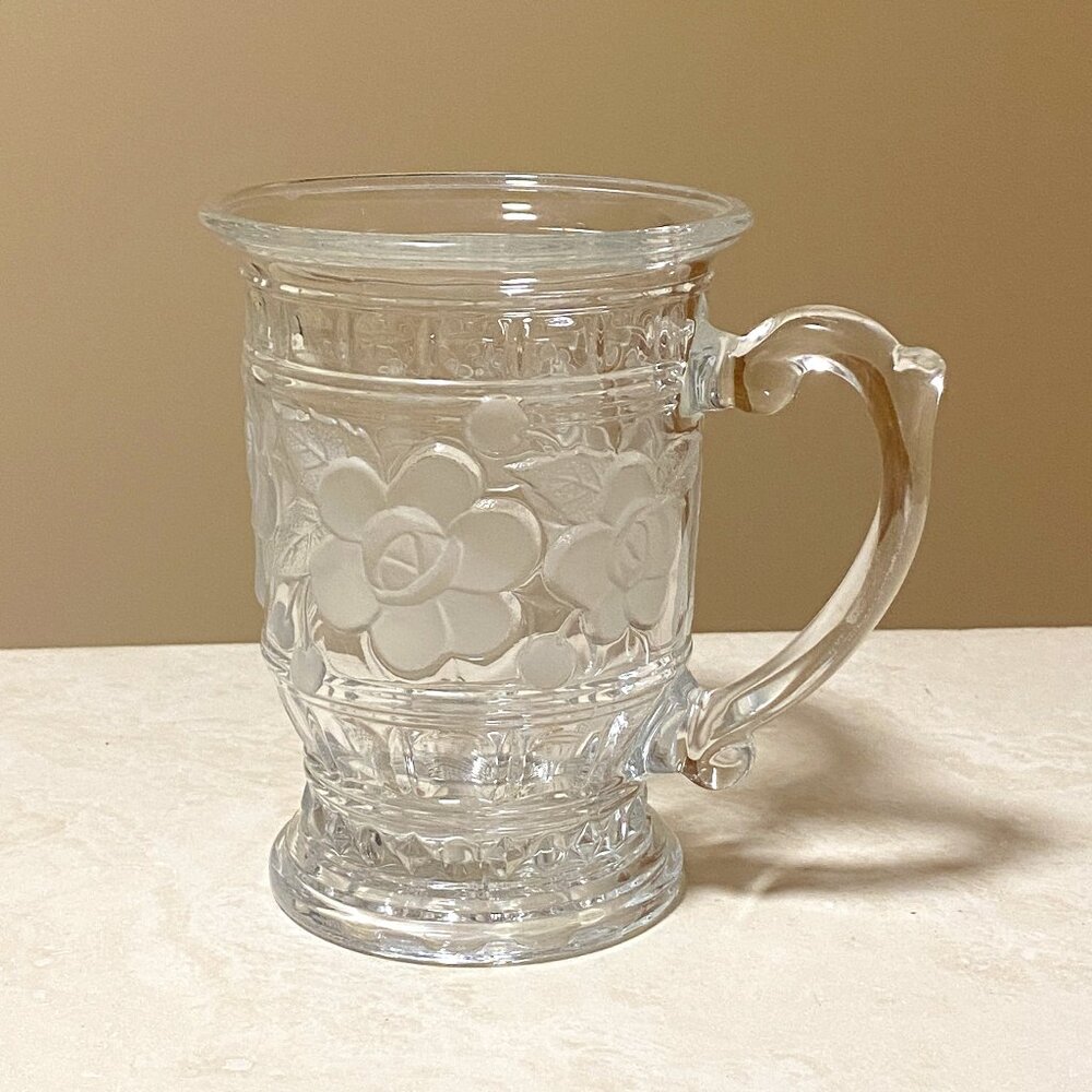 3/$20, Frosted Floral Heavy Glass, Cold Drink Mug/Cup